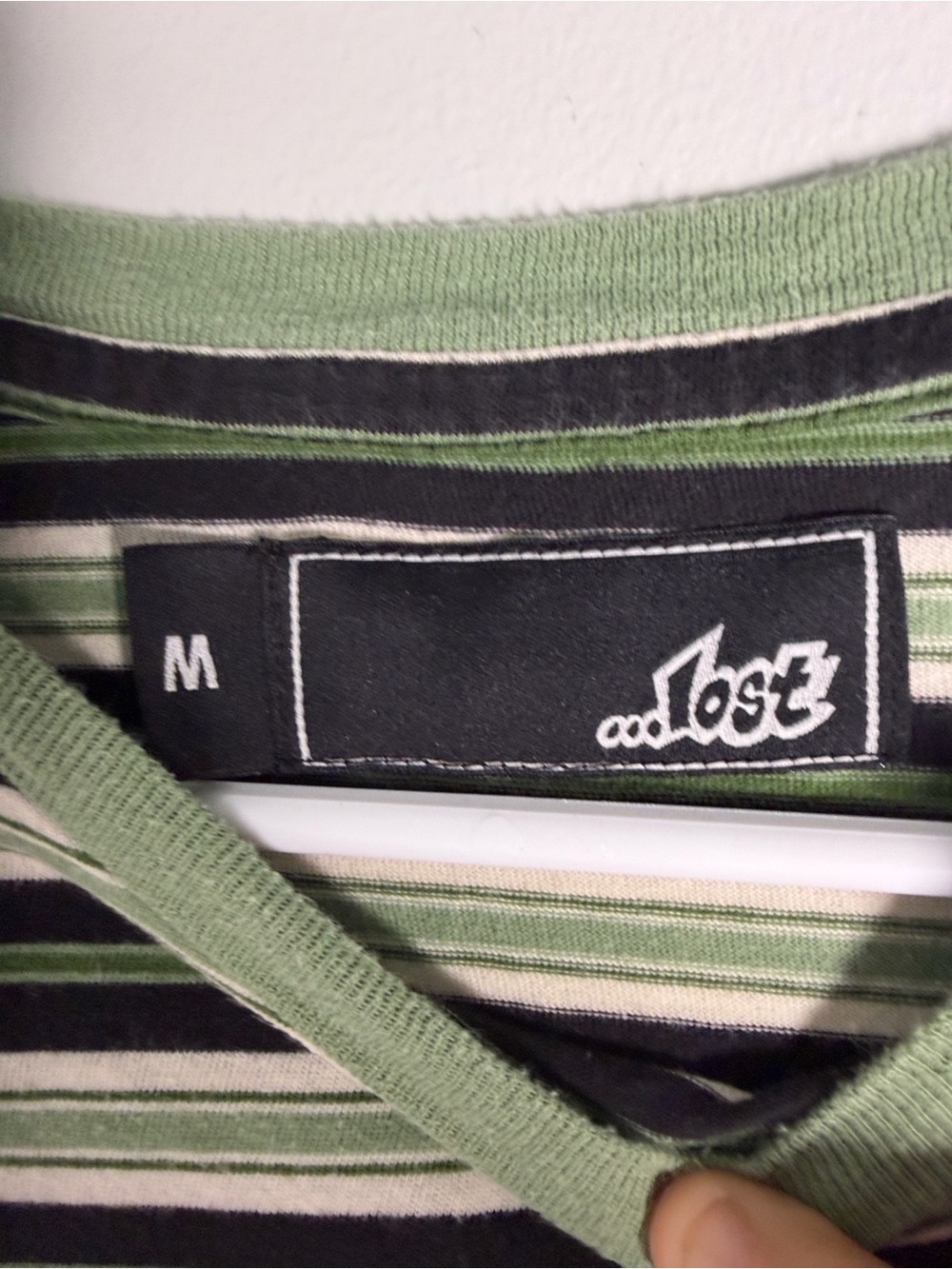 Lost men's green black striped lost embroidered logo crew neck t-shirt - Picture 4 of 5